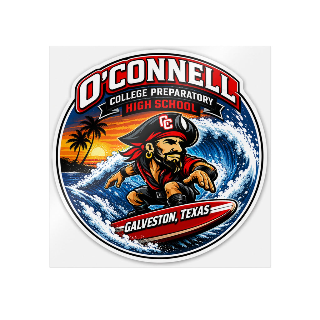 O'Connell Pirates Surfing Mascot Die-Cut Sticker