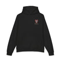 Relaxed Hoodie with Crimson Shield Crest — Casual College-Style Pullover