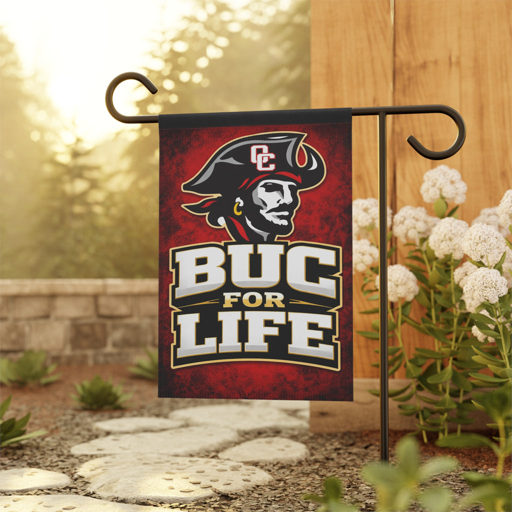 Buc For Life Garden Flag – Buccaneer Pirate Team Logo House Banner