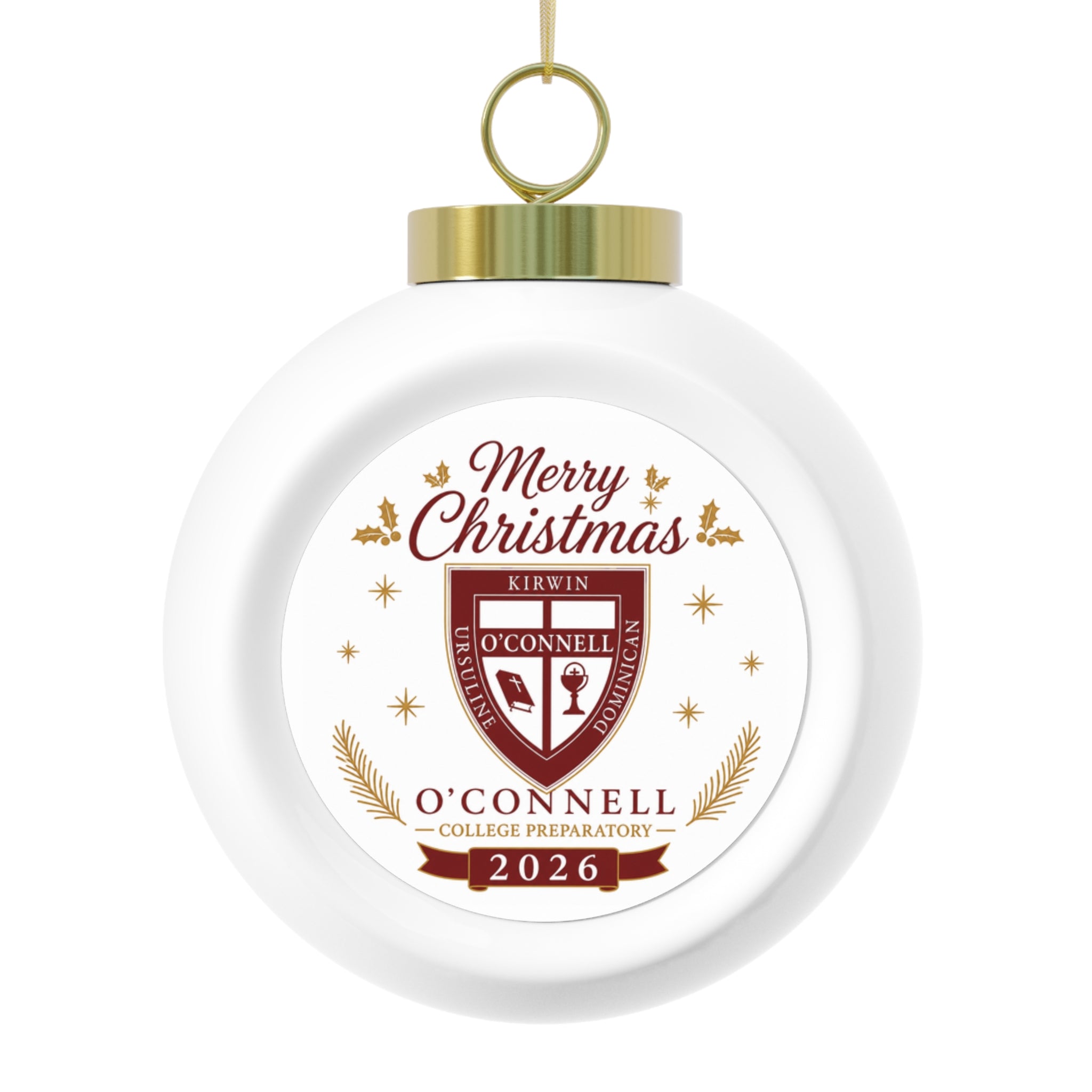 Personalized School Crest Christmas Ornament — O'Connell 2026 Holiday Ball