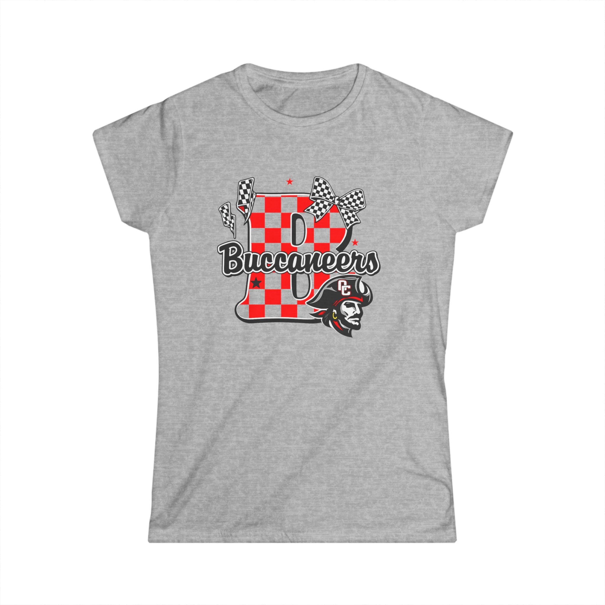 Buccaneers Checkered Racing Tee — Women's Fitted Tee