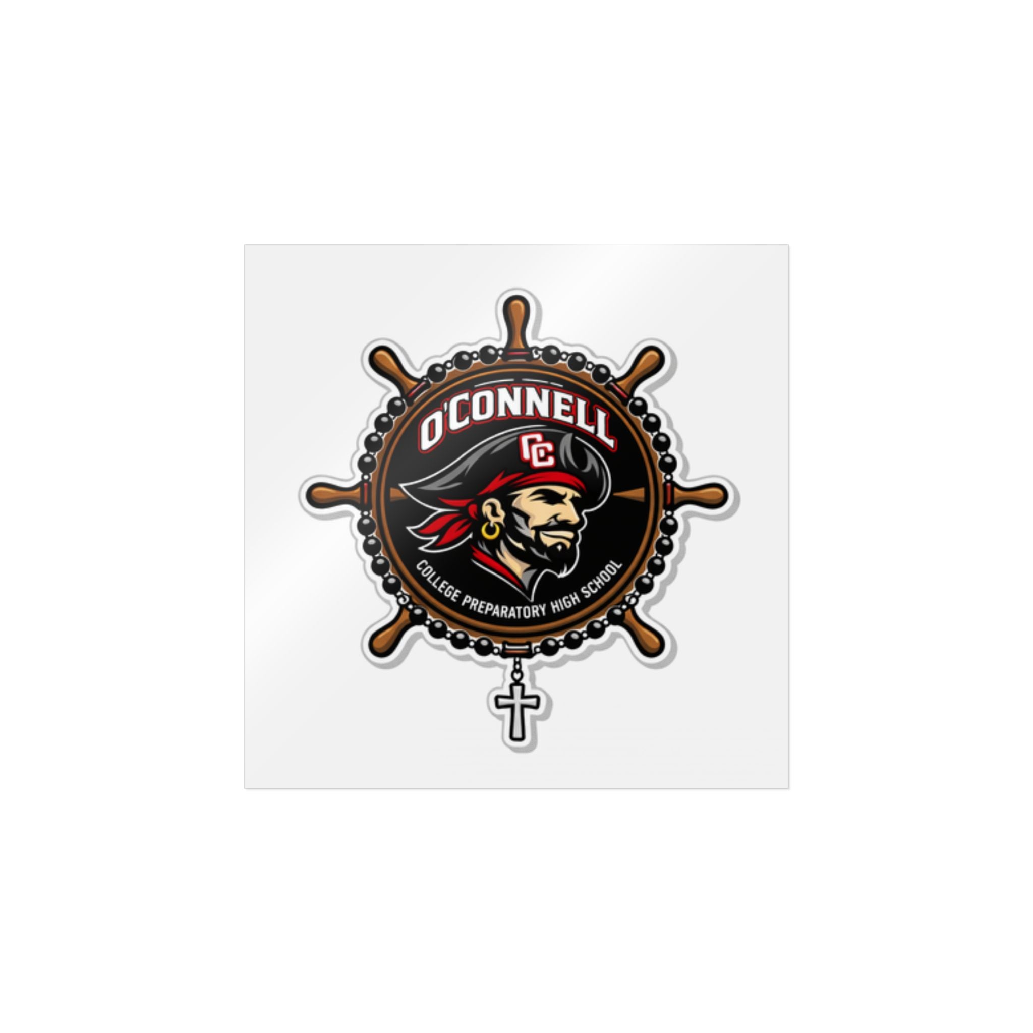 O'Connell Pirate Logo Die-Cut Sticker — School Mascot DTF Decal
