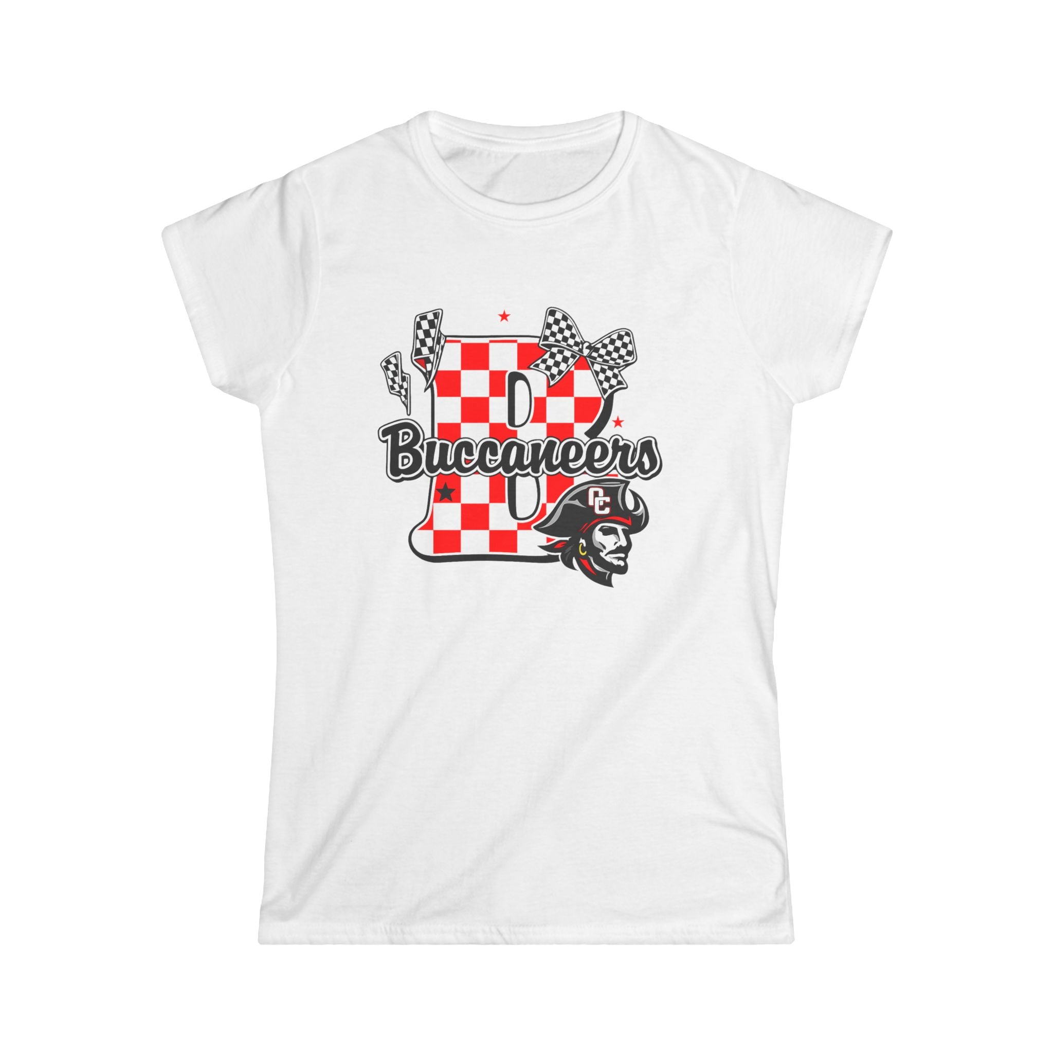 Buccaneers Checkered Racing Tee — Women's Fitted Tee