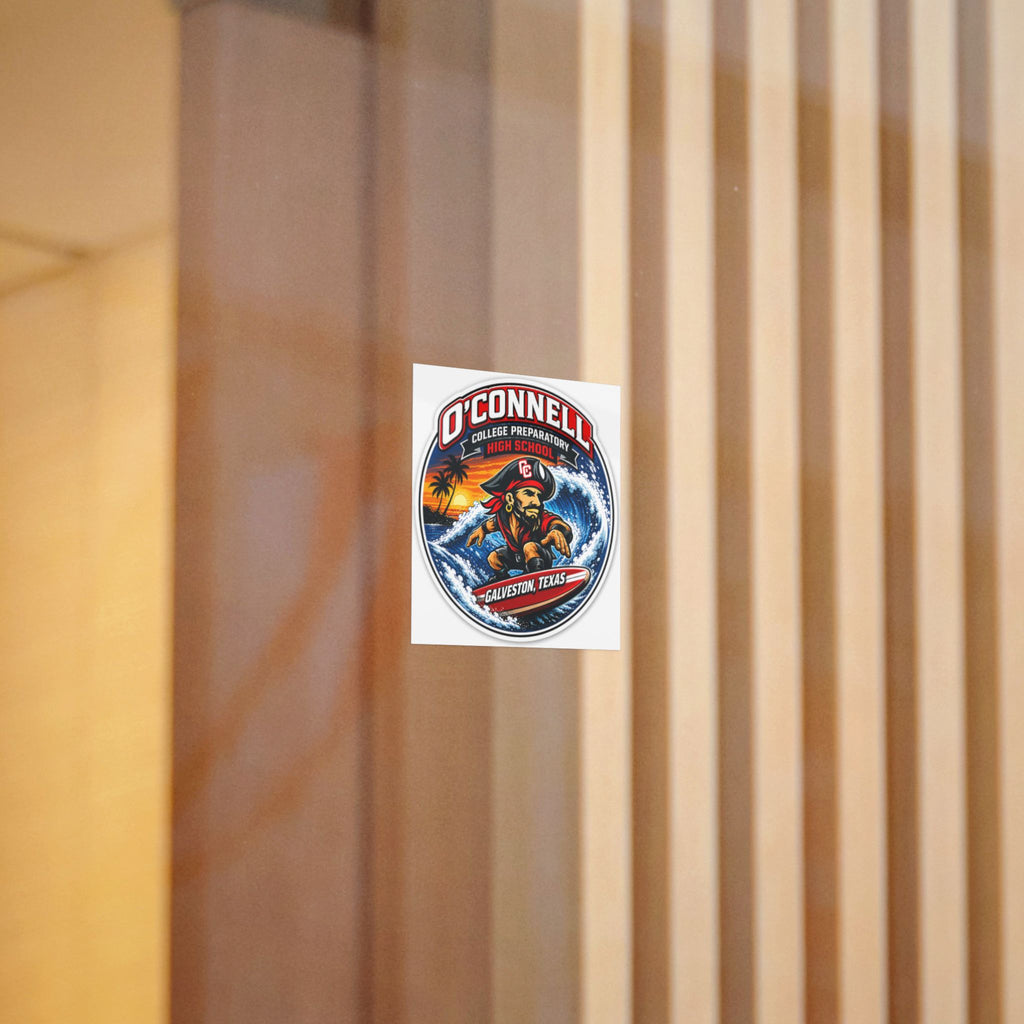 O'Connell Pirates Surfing Mascot Die-Cut Sticker